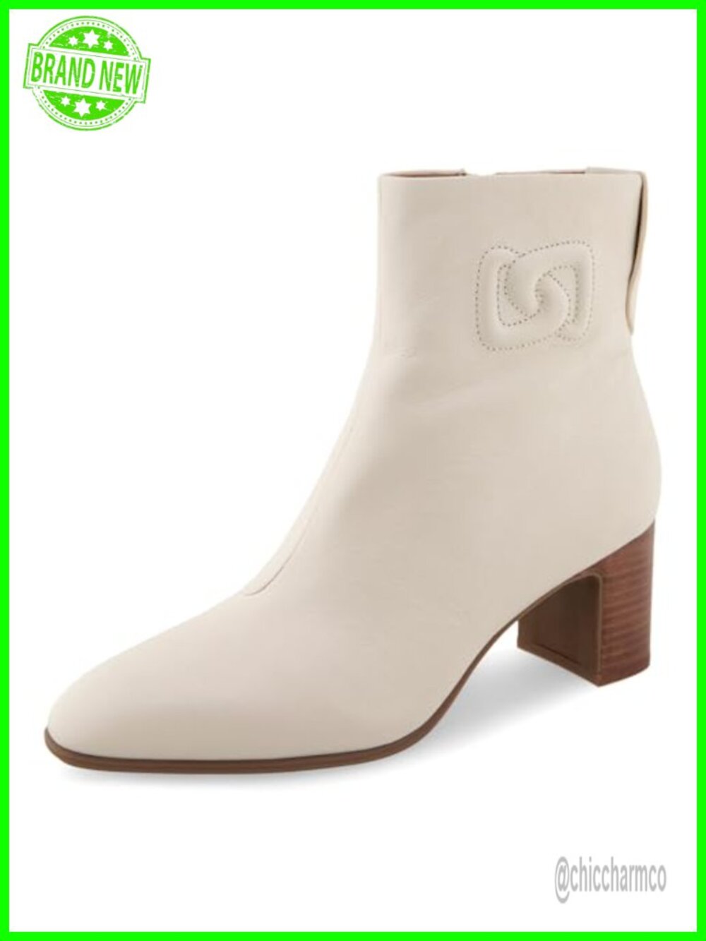 Aerosoles Magnus Logo Leather Ankle Booties Almond Toe Block Heel